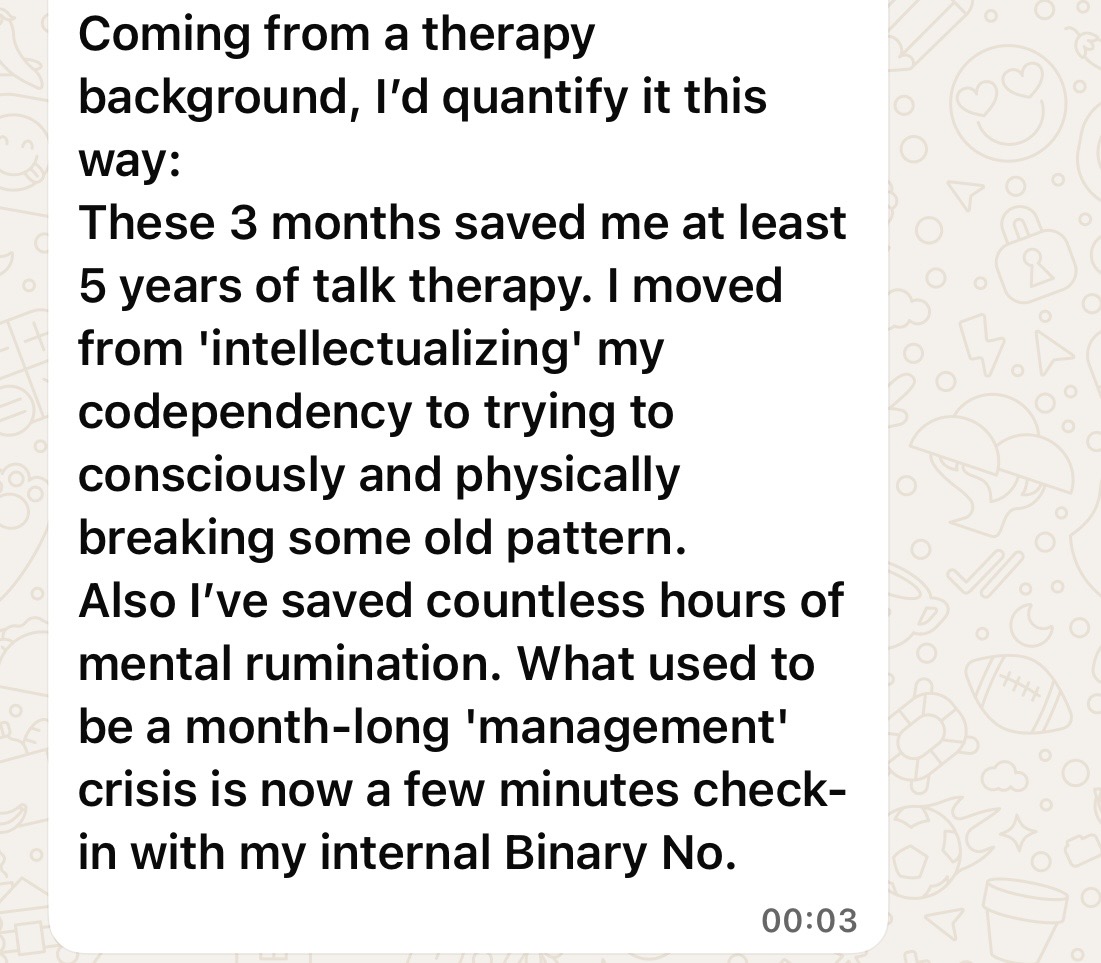Community testimonial screenshot